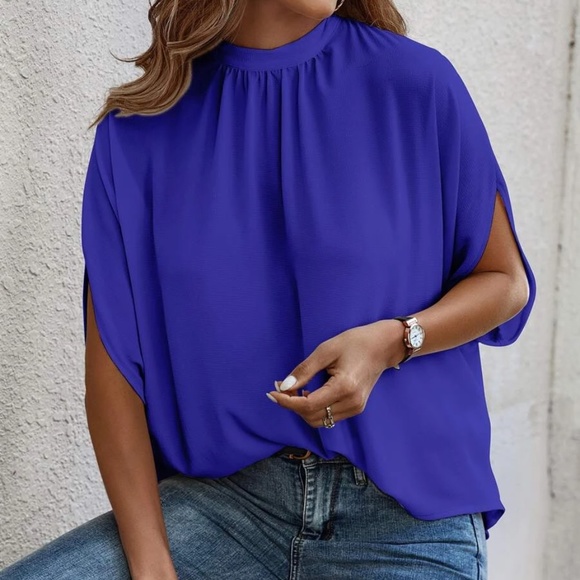 Classic Batwing Sleeve Loose Fit Blouse - Picture 15 of 16